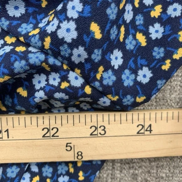 Draper James Blue Floral Dress Women's XL Ruffle Tie Waist Cottagecore - Picture 5 of 7